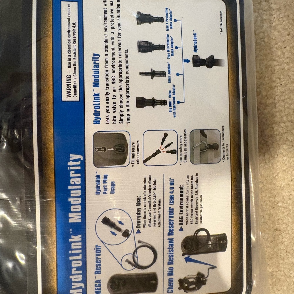NWOT: Camelbak Omega Reservoir Hydration System with Black and Blue Accents - Picture 3 of 4